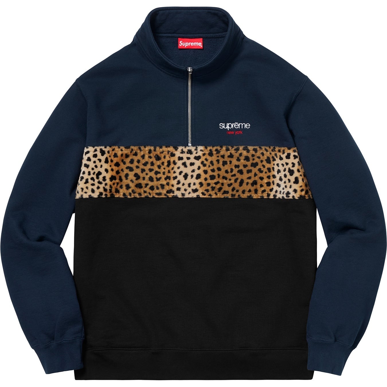 Leopard Panel Half Zip Sweatshirt view 3